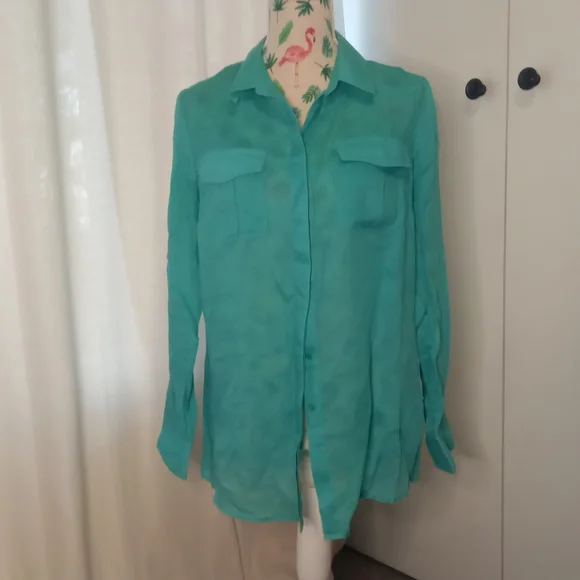 Sportscraft long sleeve shirt, teal coloured, roll up sleeve option (10) - Picture 1 of 5